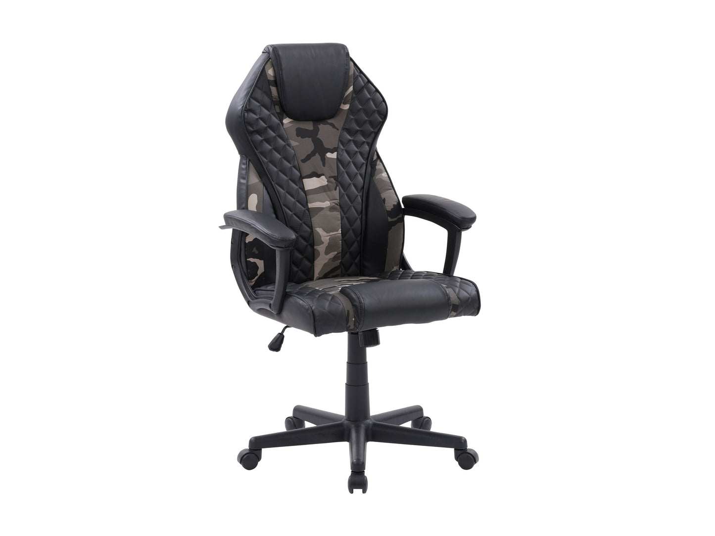 Ergonomic gaming chair with black and red PU leather, adjustable armrests, high backrest, and lumbar support, featuring a sleek design and durable construction for long-term comfort and performance.
