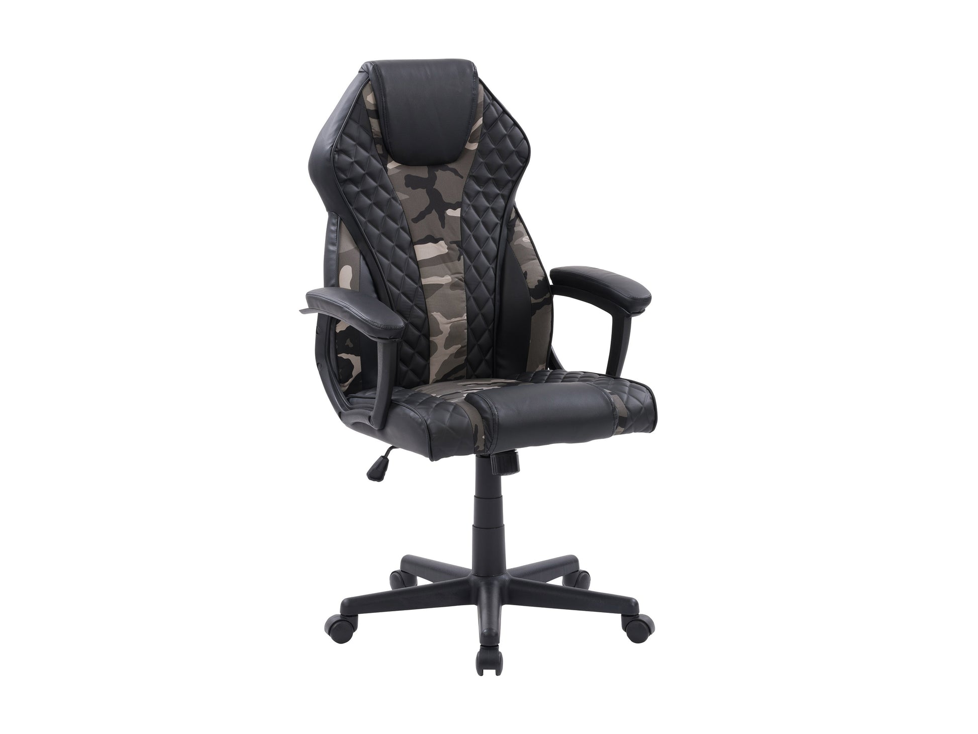 Ergonomic gaming chair with black and red PU leather, adjustable armrests, high backrest, and lumbar support, featuring a sleek design and durable construction for long-term comfort and performance.