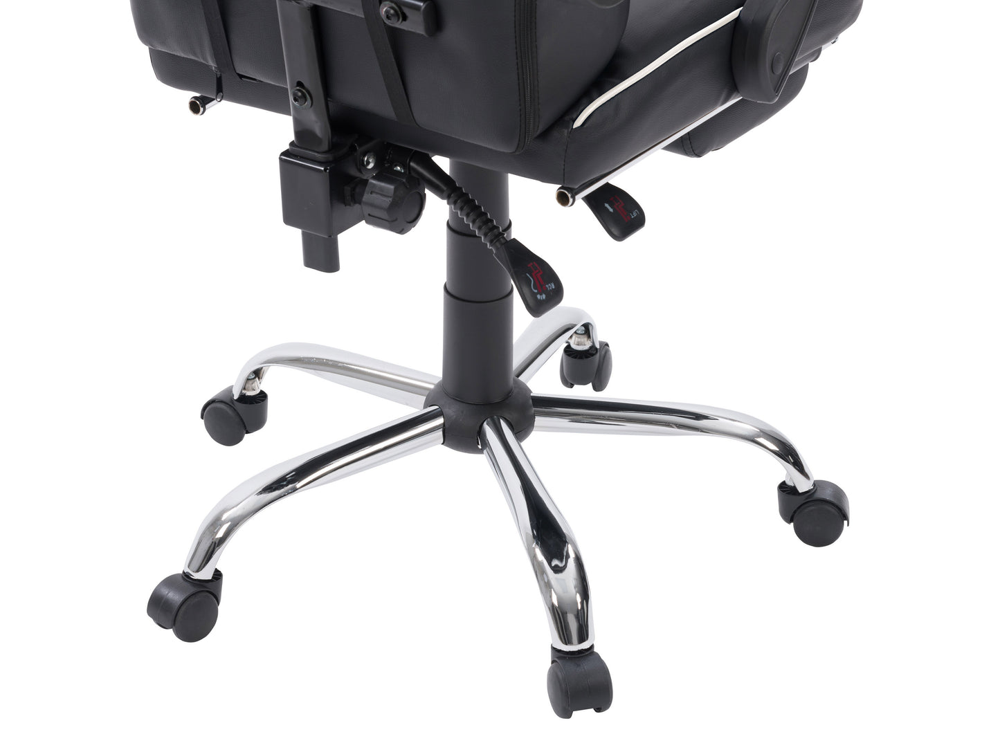 Black and red ergonomic gaming chair with footrest, high backrest, adjustable armrests, lumbar support, and breathable PU leather. Ideal for gamers seeking comfort and style in their gaming setup.