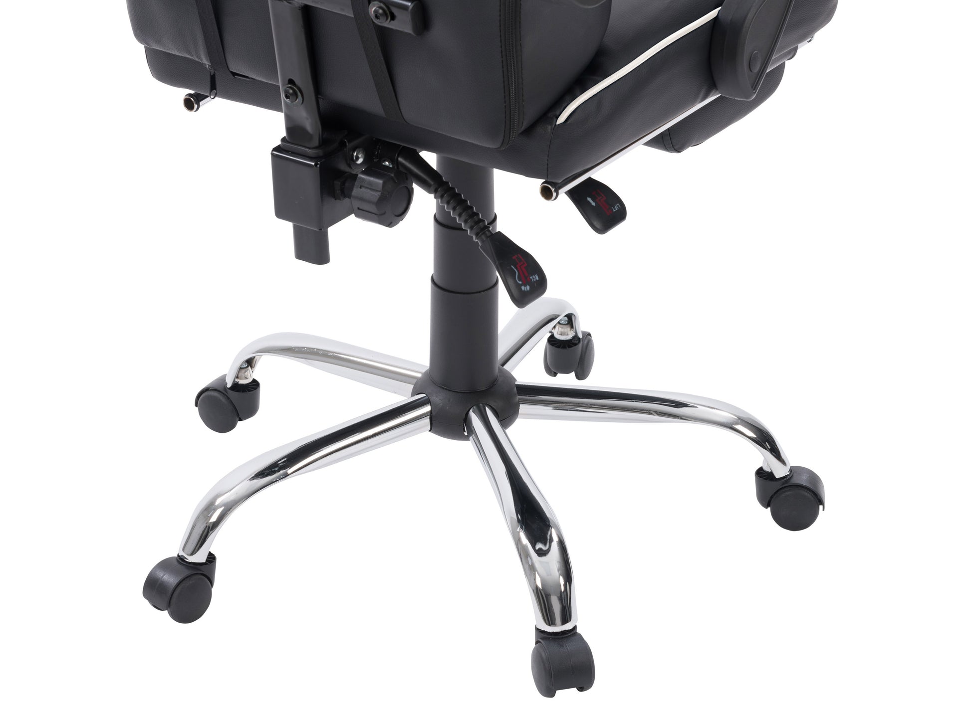 Black and red ergonomic gaming chair with footrest, high backrest, adjustable armrests, lumbar support, and breathable PU leather. Ideal for gamers seeking comfort and style in their gaming setup.