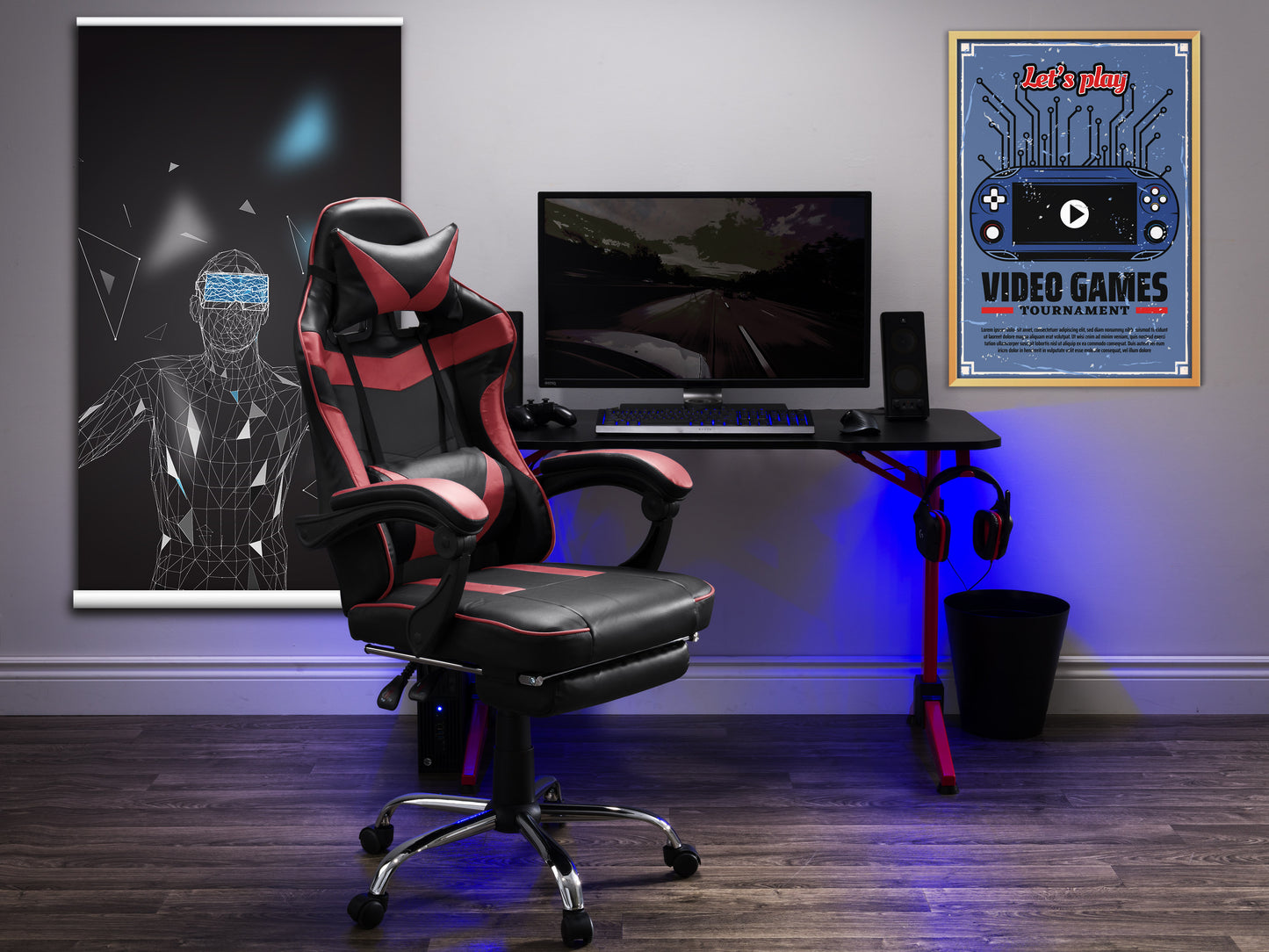 Gaming Chair with Footrest - FINAL SALE ITEM