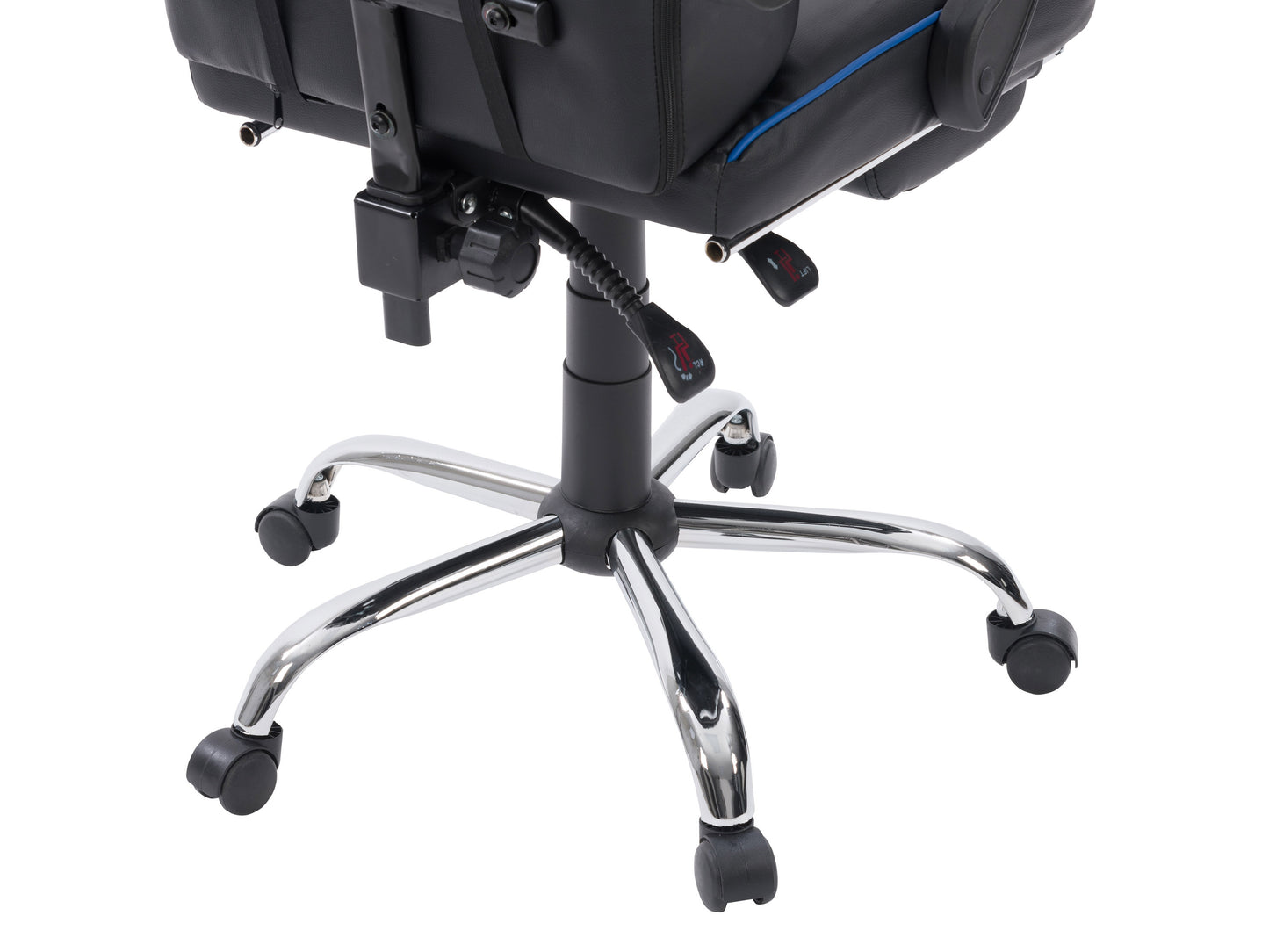 Ergonomic black and red gaming chair with adjustable footrest, high backrest, lumbar support, and breathable mesh fabric.