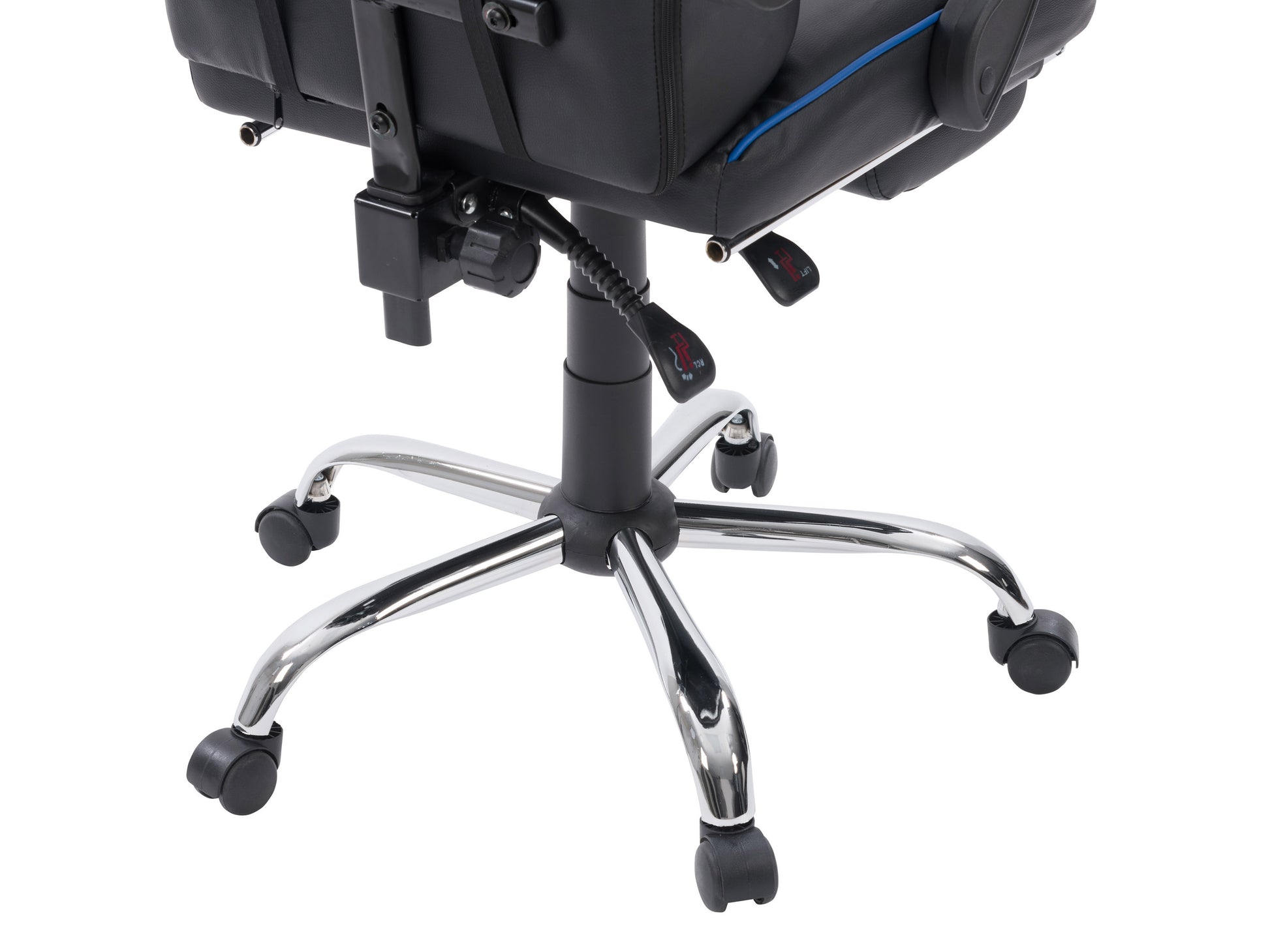 Ergonomic black and red gaming chair with adjustable footrest, high backrest, lumbar support, and breathable mesh fabric.