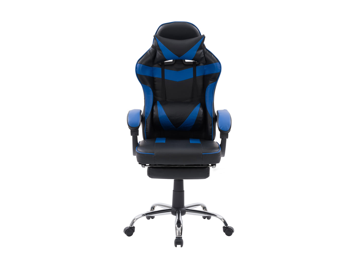 Black and red ergonomic gaming chair with footrest, adjustable armrests, high-density foam padding, and breathable PU leather for comfort and durability. Ideal for gamers seeking style and support.